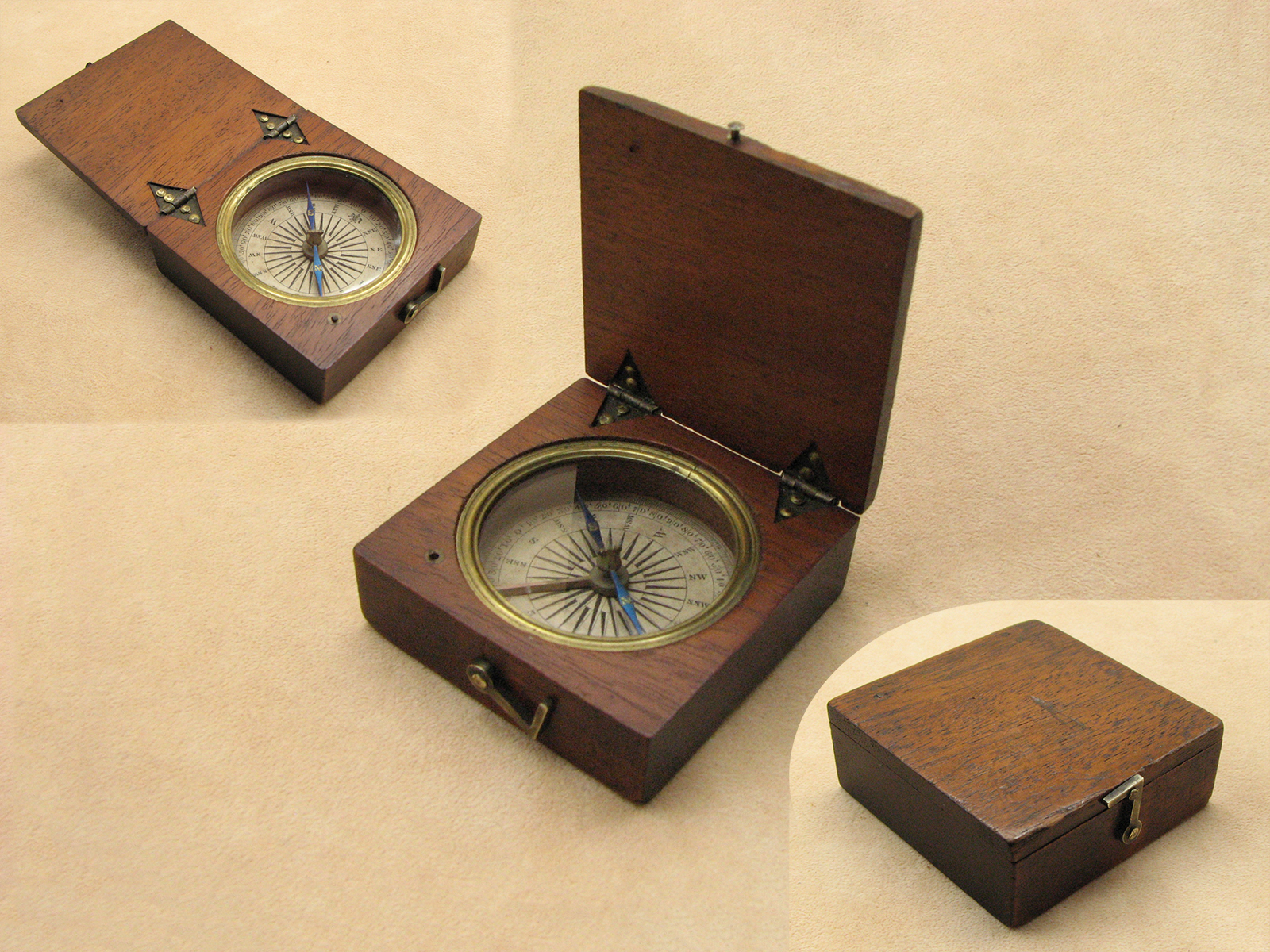 Regency period mahogany cased mariners pocket compass